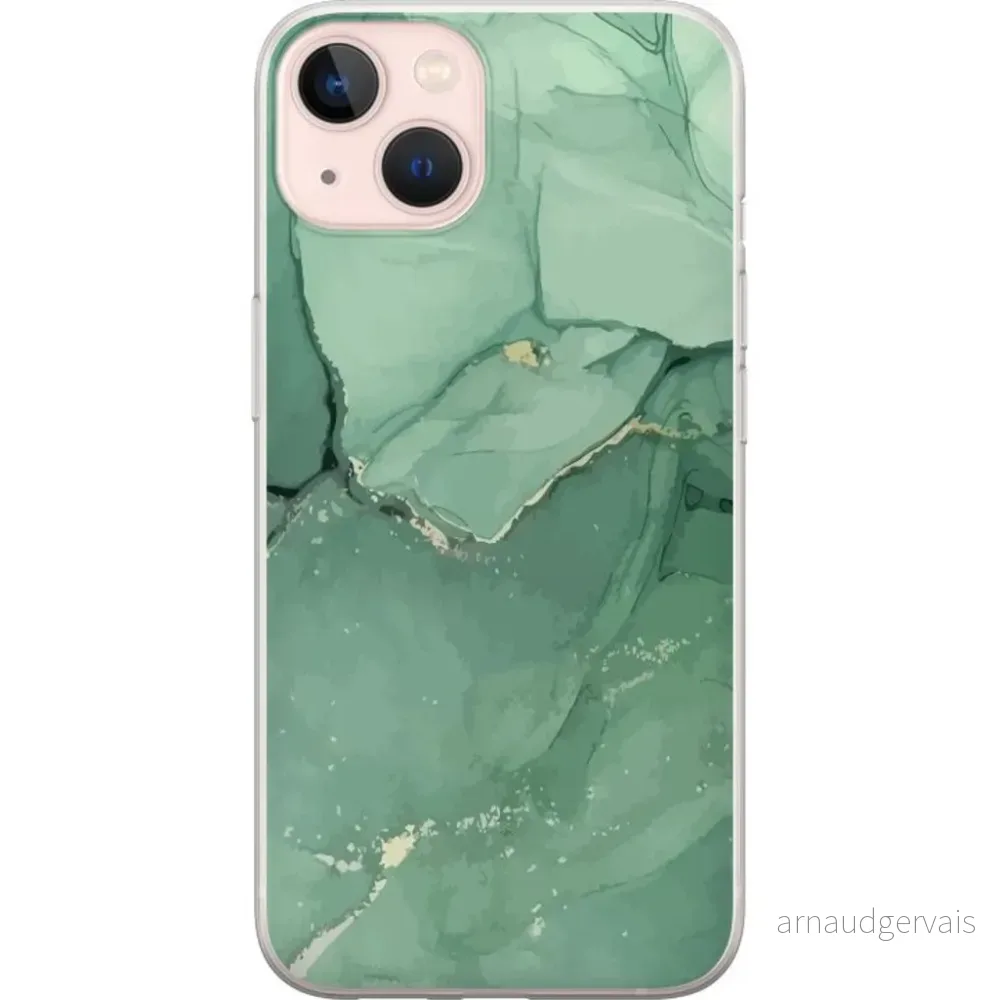 Apple iPhone 13 Gjennomsiktig Telefondeksel Grön Marmor v:9380775