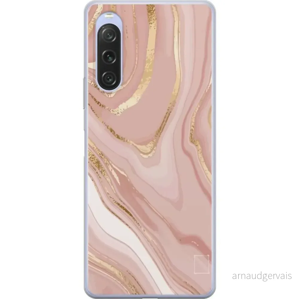 Sony Xperia 10 V Gjennomsiktig Telefondeksel Ljusrosa marmor v:3869557