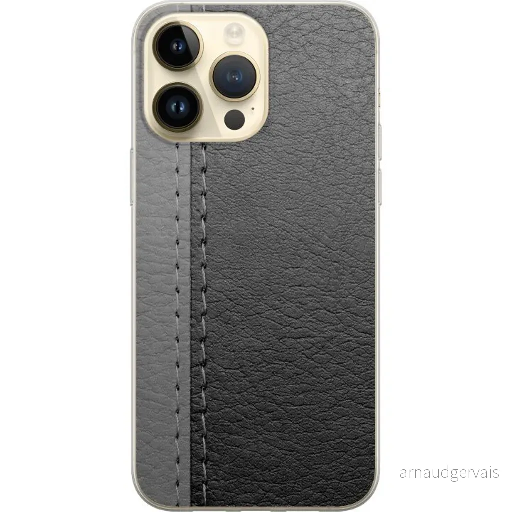 Apple iPhone 14 Pro Max Gjennomsiktig Telefondeksel Grått Fake Läder v:7628148