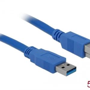 Delock USB 5 Gbps-kabel USB-A hann til USB-B hann 5m – Blå v:2959917 Delock USB 5 Gbps-kabel USB-A hann til USB-B hann 5m – Blå v:2959917