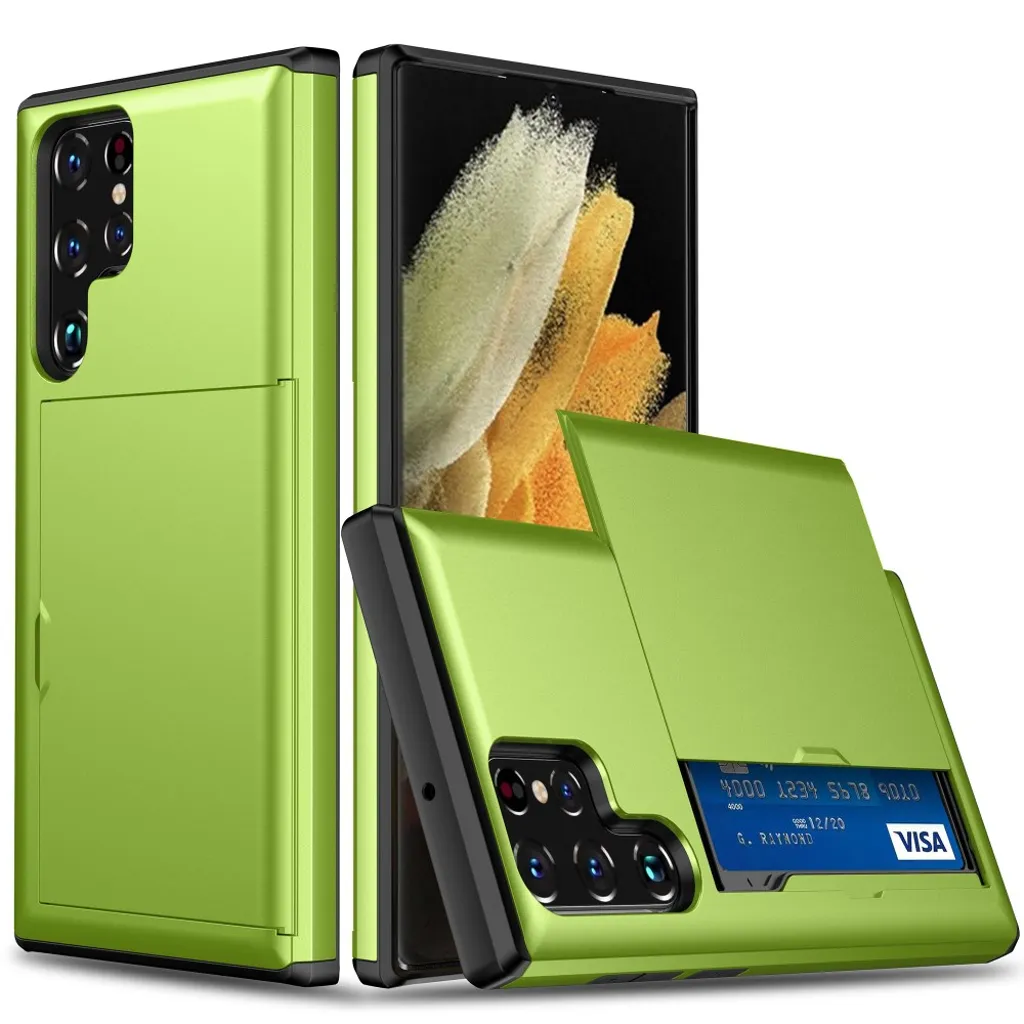 Samsung Galaxy S23 Ultra-deksel med skyvekortholder – Grønn v:1751863