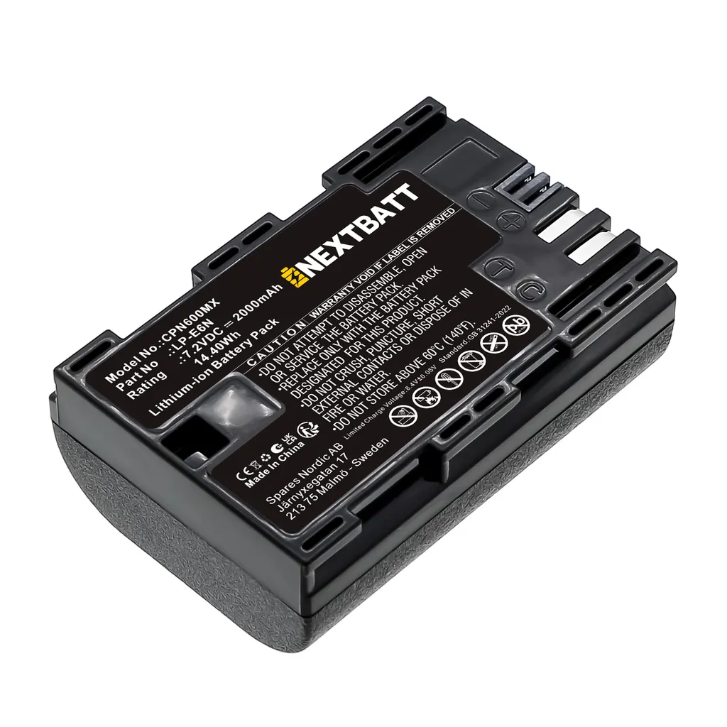 Batteri til LP-E6N for Canon, 7,2V, 2000mAh v:8781785