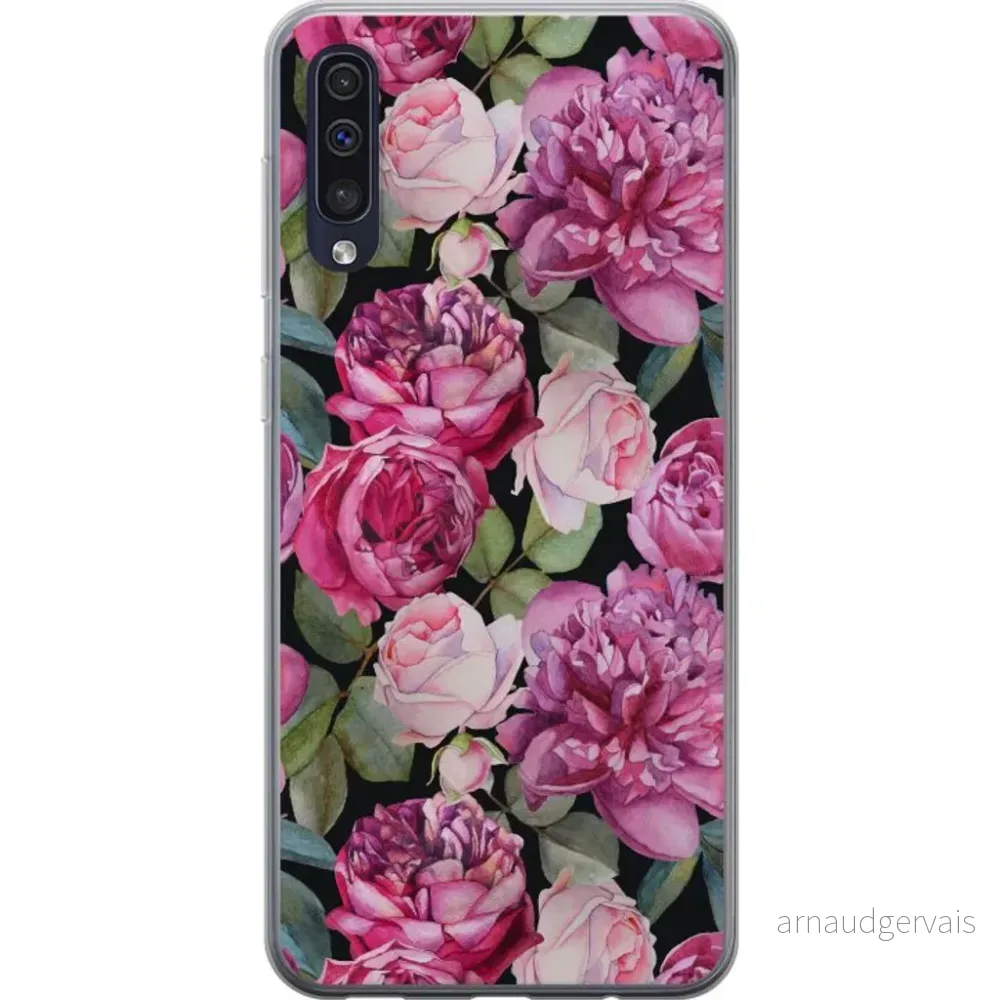 Samsung Galaxy A50 Gjennomsiktig Telefondeksel Rosor v:4245106