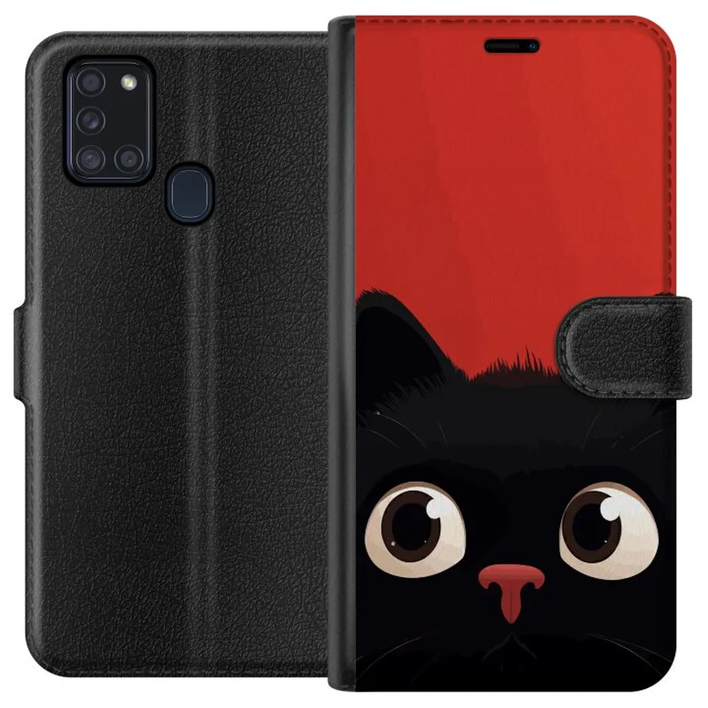 Samsung Galaxy A21s Sort Lommebokdeksel Busig Katt v:6861136