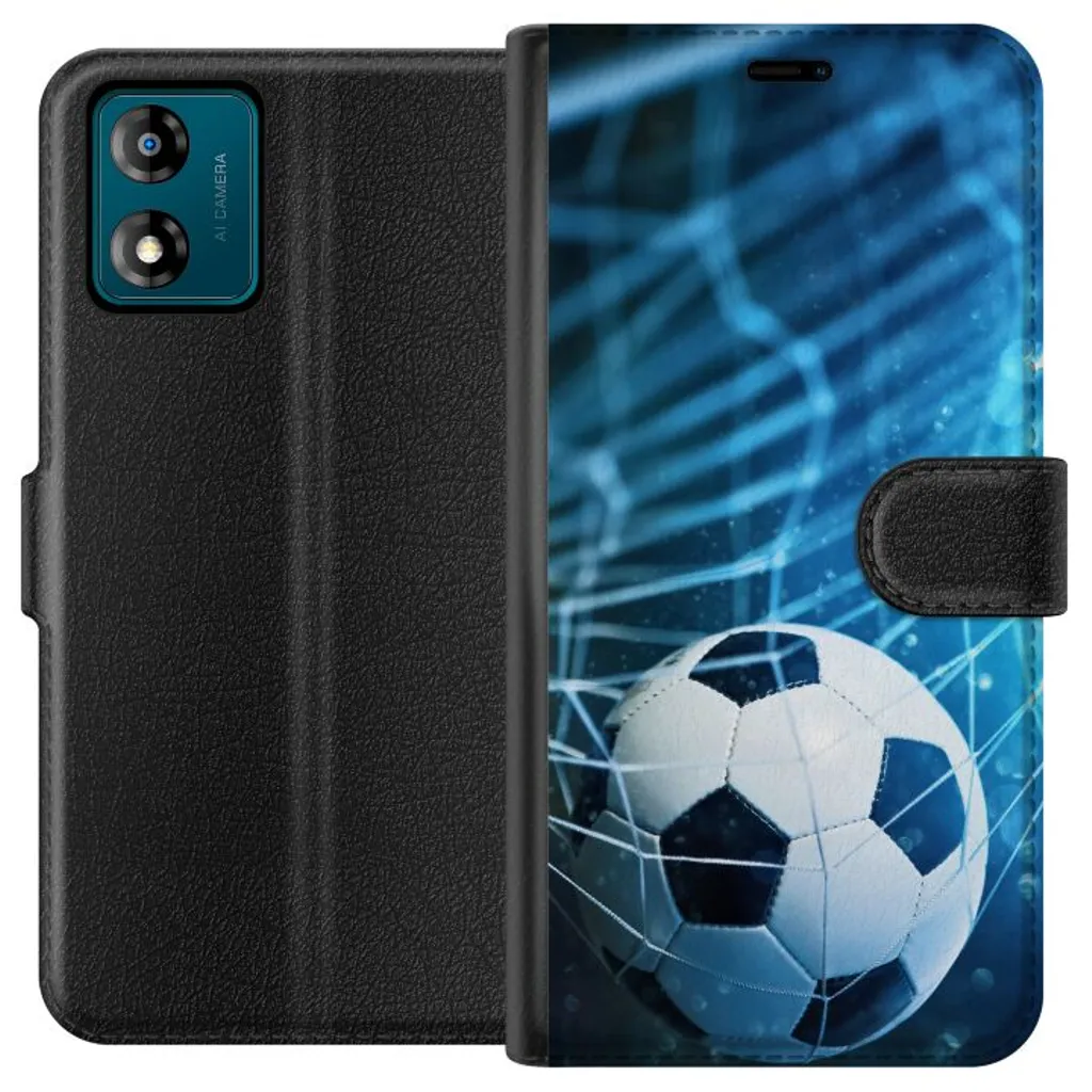 Motorola Moto E13 Sort Lommebokdeksel Fotboll v:5262384