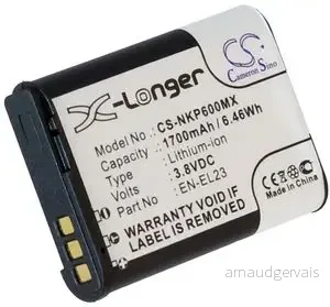 Batteri til Nikon Coolpix P900, 3.8V, 1700 mAh v:8964547