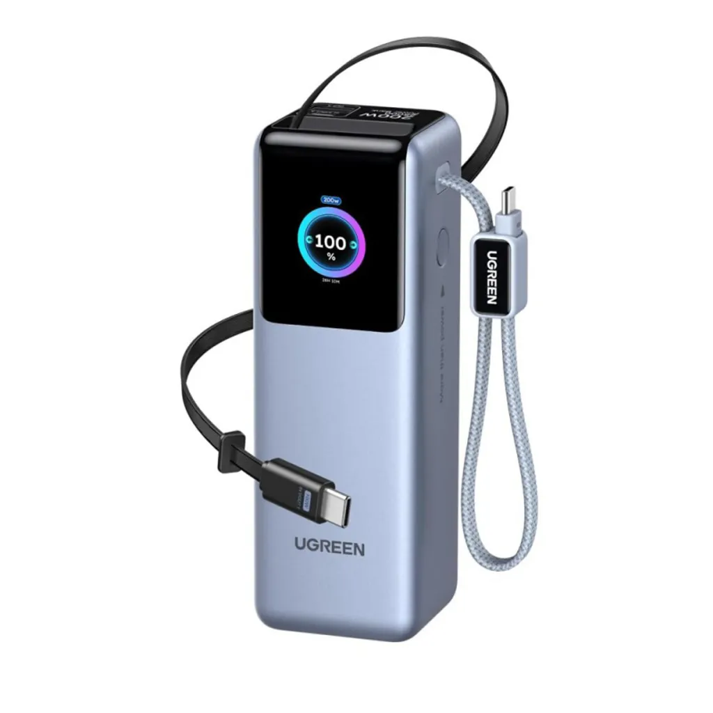 Ugreen PB728 powerbank 25000mAh 200W QC/PD med USB-C-kabel – grå v:4211572