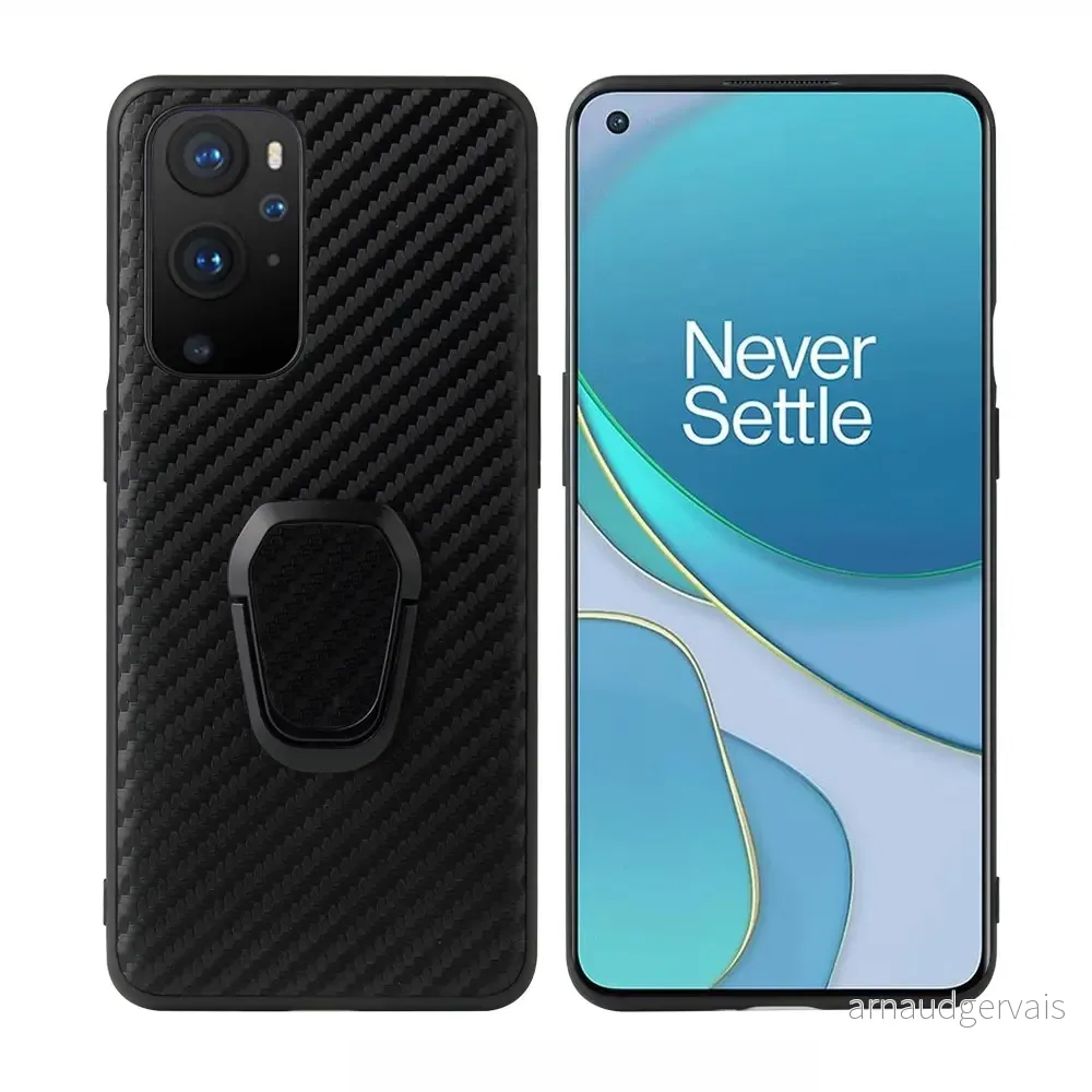 Kickstand Deksel med Ringholder for OnePlus 9 Pro – Carbon Fiber Texture v:2441214