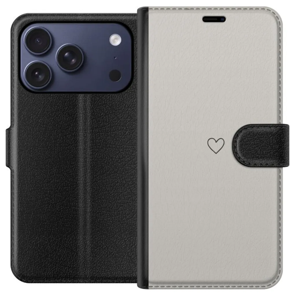 Apple iPhone 17 Pro Sort Lommebokdeksel Grått hjärta v:2269725