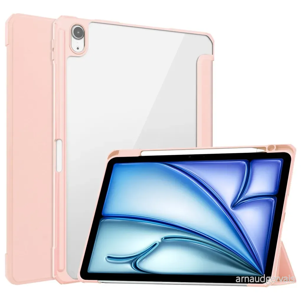 iPad Air 11" 2024/2025/2026 Tri-fold etui med pennerom – rosa v:9239917