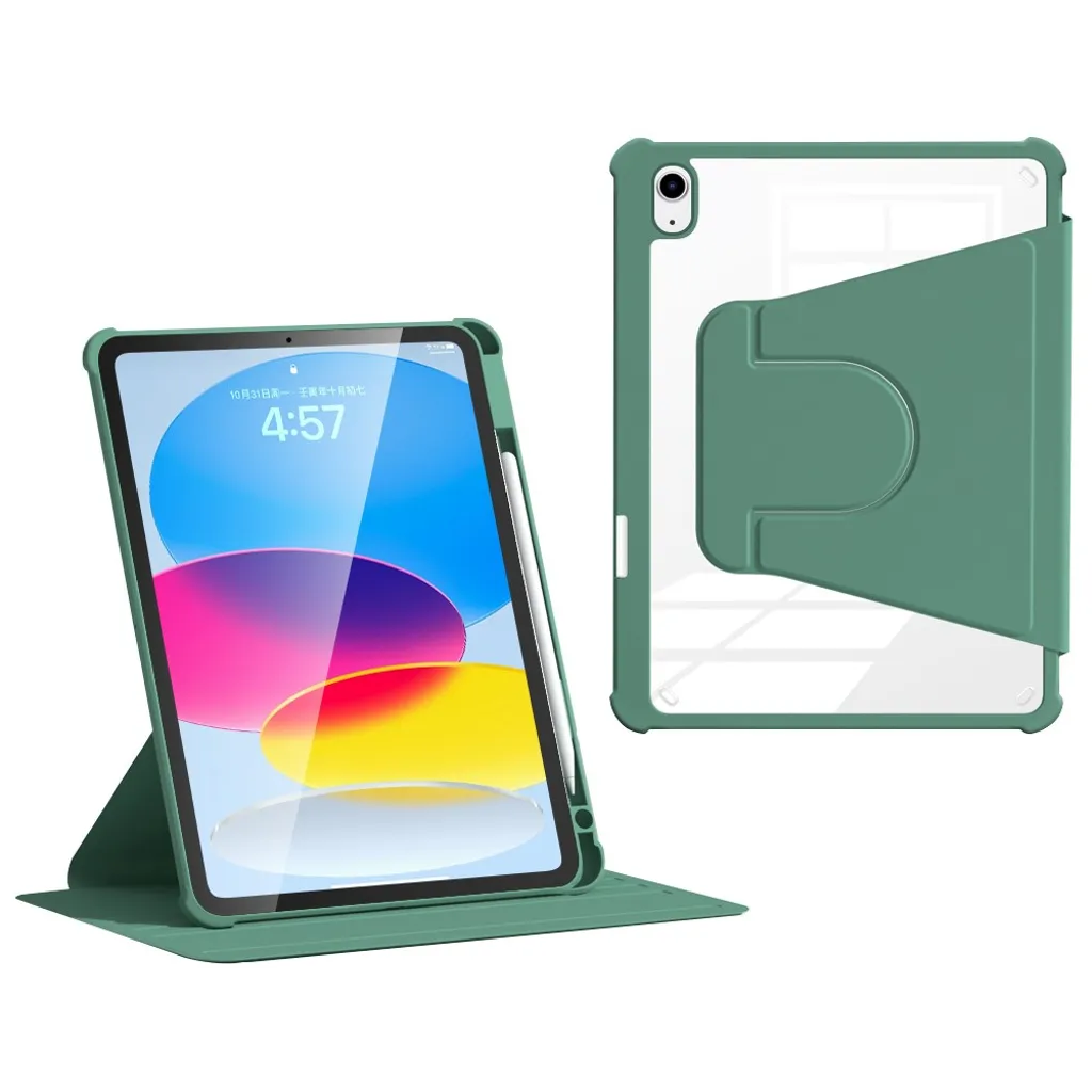 iPad 10.9" 2022 / iPad 11" 2025 etui med roterbart stativ – Grønn v:9629131