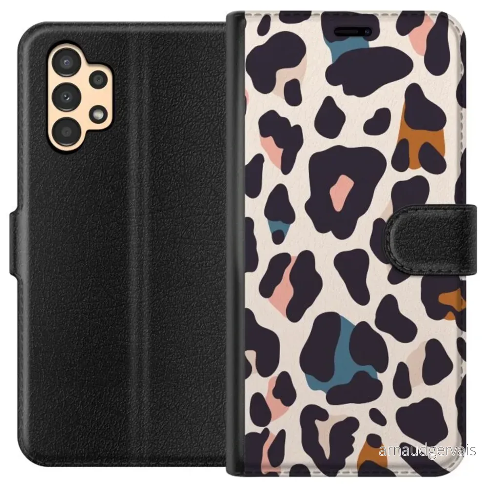 Samsung Galaxy A13 Sort Lommebokdeksel Leopardmönster v:3060030 Samsung Galaxy A13 Sort Lommebokdeksel Leopardmönster v:3060030