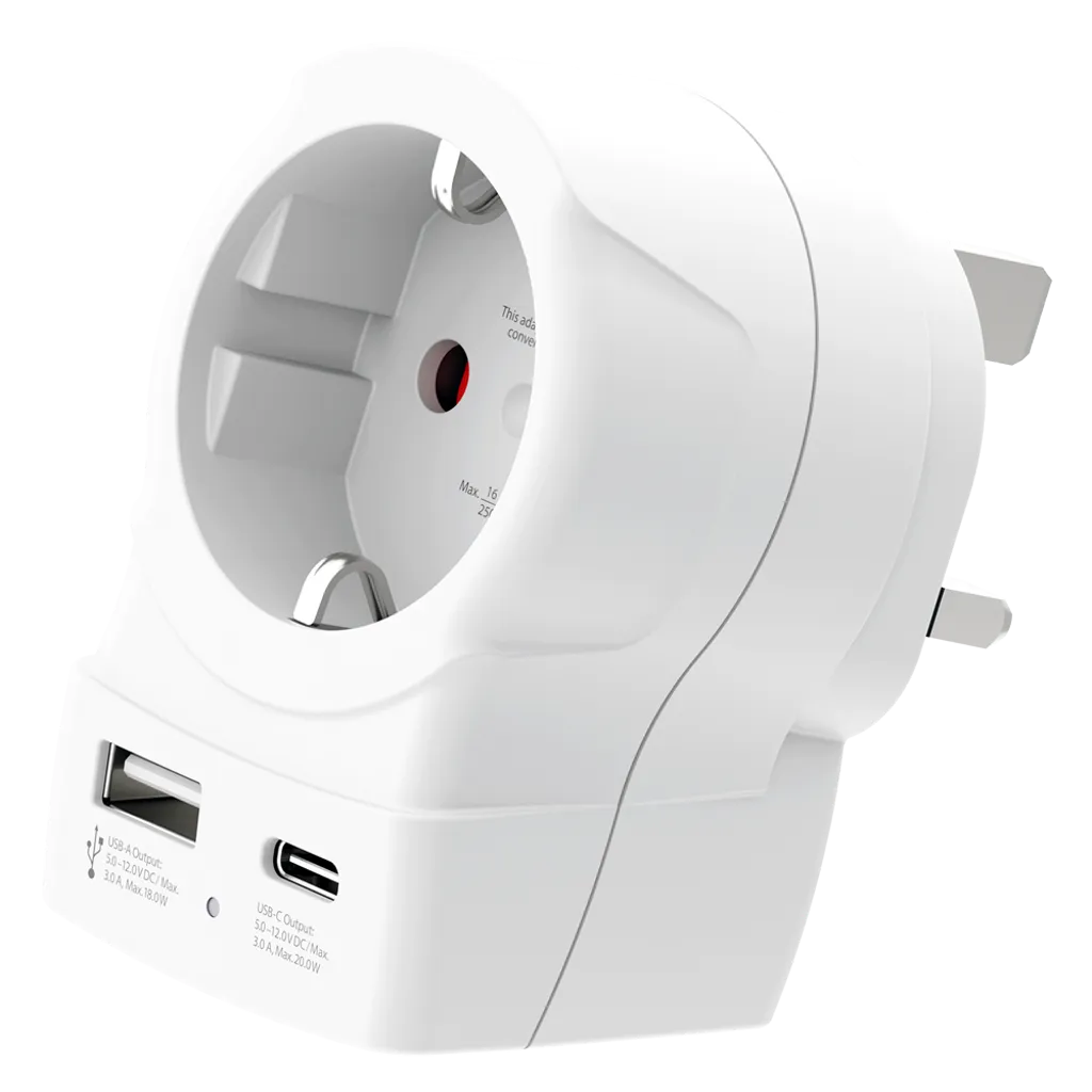 SKROSS Reiseadapter Europa til Storbritannia med USB-A/USB-C 20W PD v:3157891