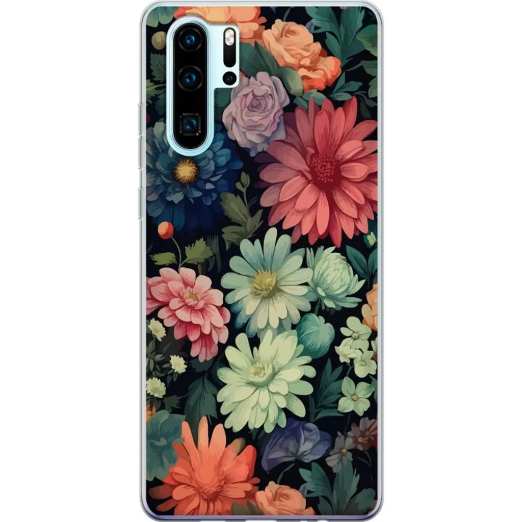 Huawei P30 Pro Gjennomsiktig Telefondeksel Färglada blommor v:6693666