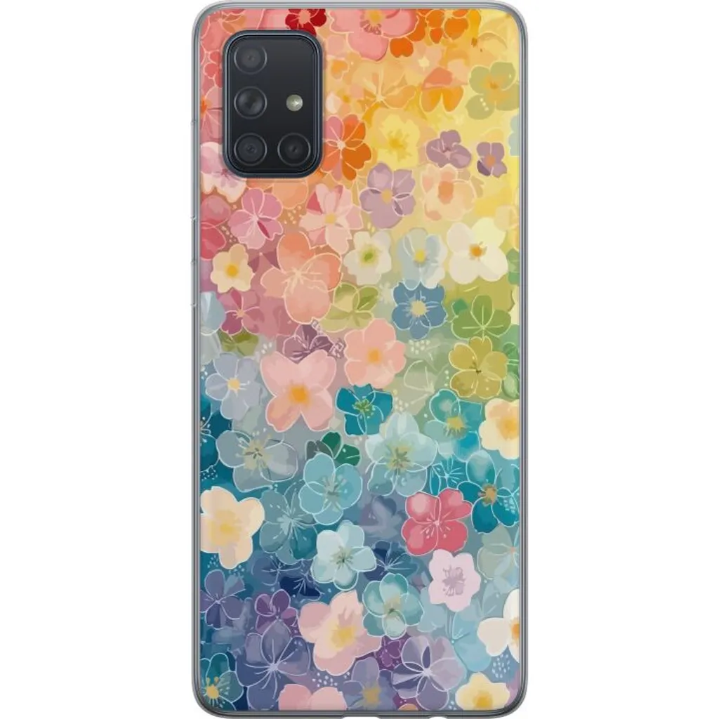 Samsung Galaxy A71 Gjennomsiktig Telefondeksel Miniatyrblommor v:8149865