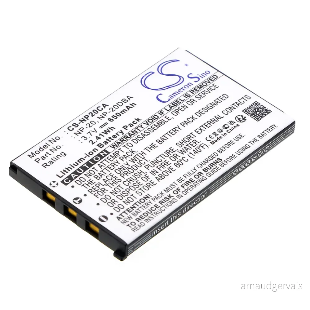 Batteri til Casio Exilim Card EX-S880BK, 3.6V (3.7V), 630 mAh v:7264641