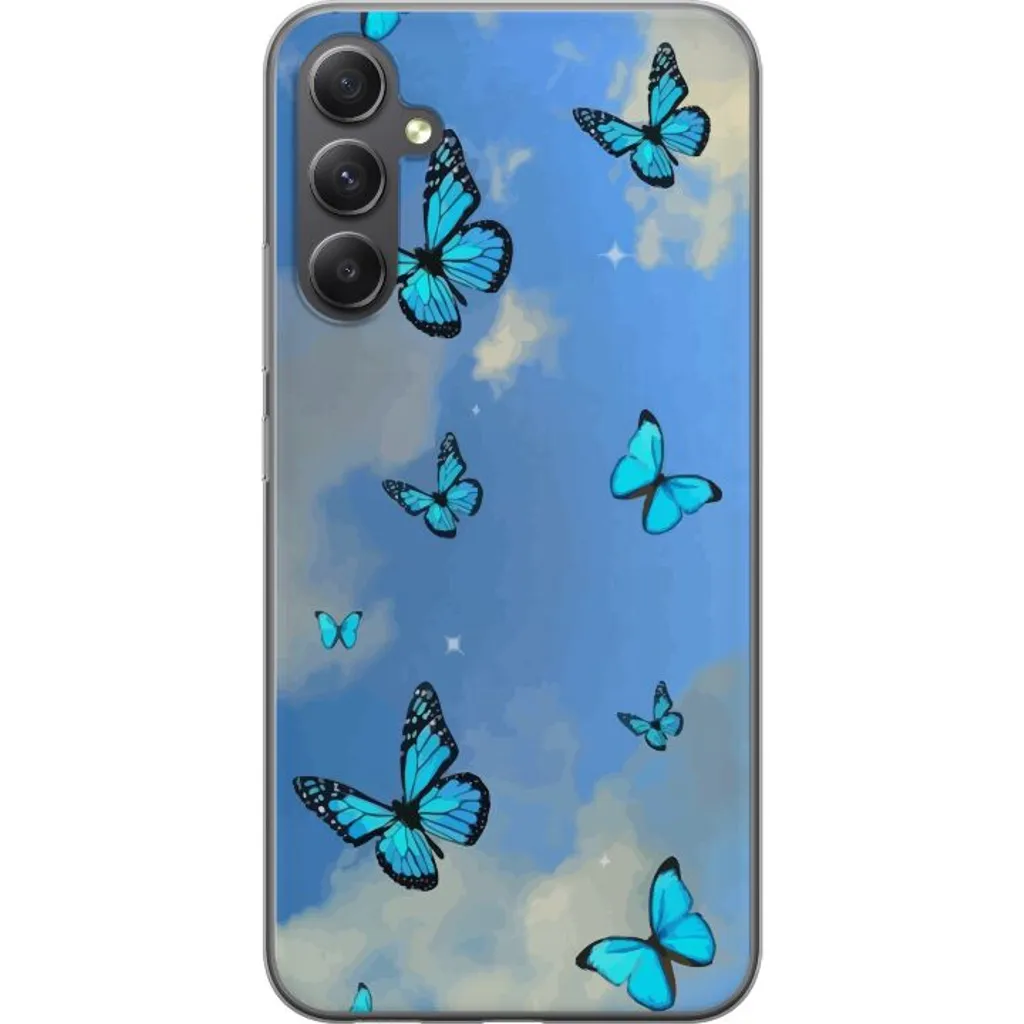 Samsung Galaxy A15 5G Gjennomsiktig Telefondeksel Himlen med fjärilar v:8181103