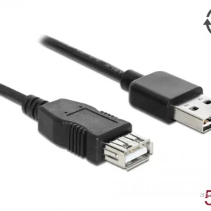 Delock Forlengelseskabel EASY-USB-A 2.0 hann til USB-A 2.0 hunn – Svart 5m v:6863333