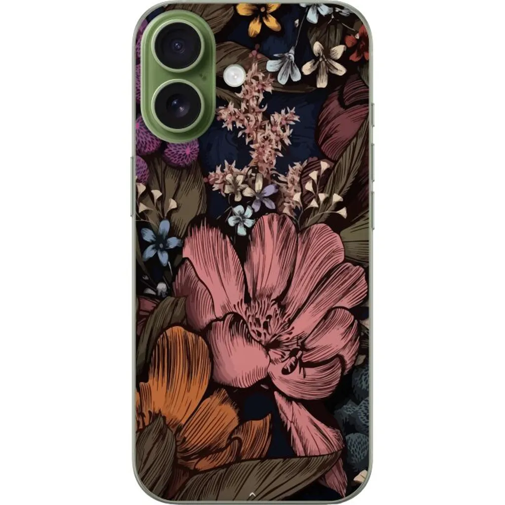 Apple iPhone 17 Gjennomsiktig Telefondeksel Tecknade blommor v:3718467