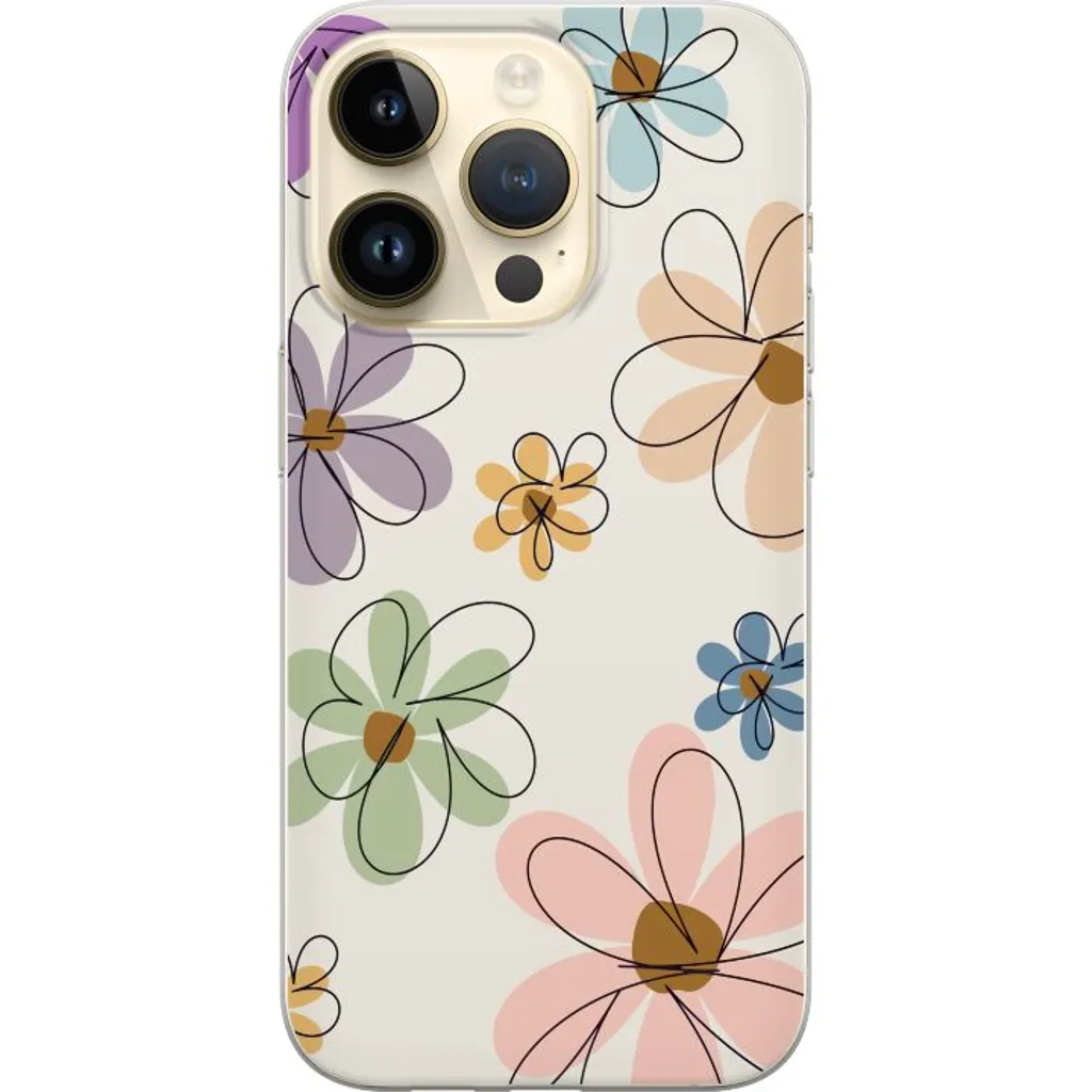 Apple iPhone 14 Pro Gjennomsiktig Telefondeksel Tecknade Blommor v:4204683