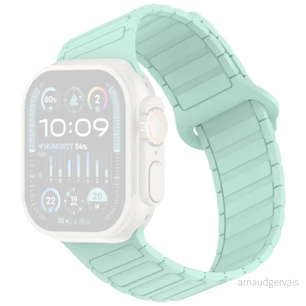 Apple Watch 49/46/44/42mm Silikon magnetisk løkke klokkerem – Mint v:8961157 Apple Watch 49/46/44/42mm Silikon magnetisk løkke klokkerem – Mint v:8961157