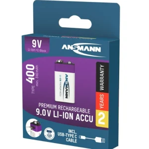 Ansmann 9V oppladbart USB-C-batteri Li-ion 400mAh v:2077487