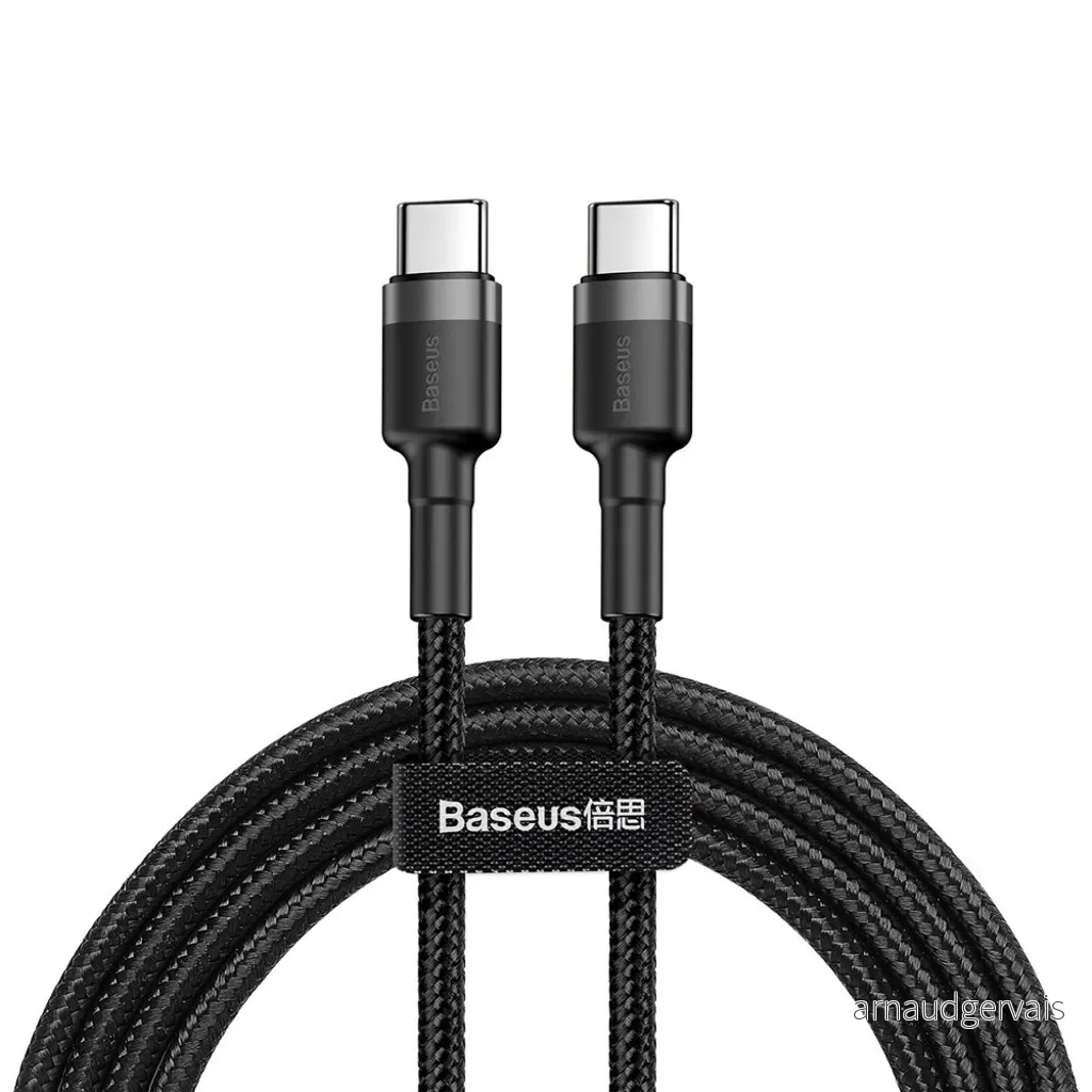Baseus CATKLF-GG1 USB-C til USB-C PD QC kabel 60W 1m – svart og grå v:6498936