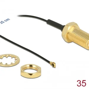 Delock antennekabel RP-SMA hunn til I-PEX MHF 4 hann, 35 cm – svart v:9790956