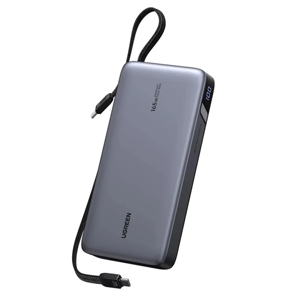 UGREEN PB726 Powerbank 25000mAh 165W QC + PD med USB-C-kabler – Grå v:5361201