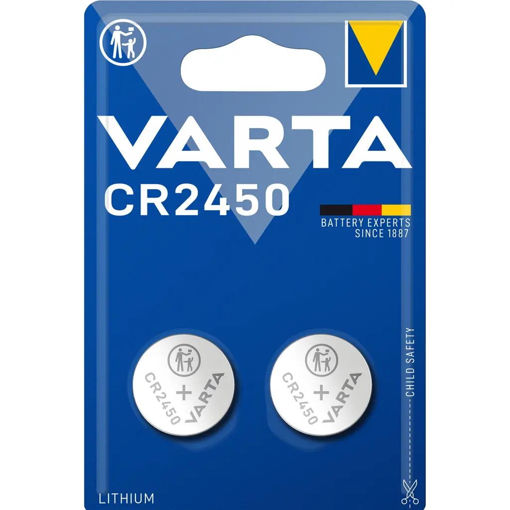 VARTA Lithium Coin knappcellebatteri CR2450, 3V, 2-pak v:9942710 VARTA Lithium Coin knappcellebatteri CR2450, 3V, 2-pak v:9942710