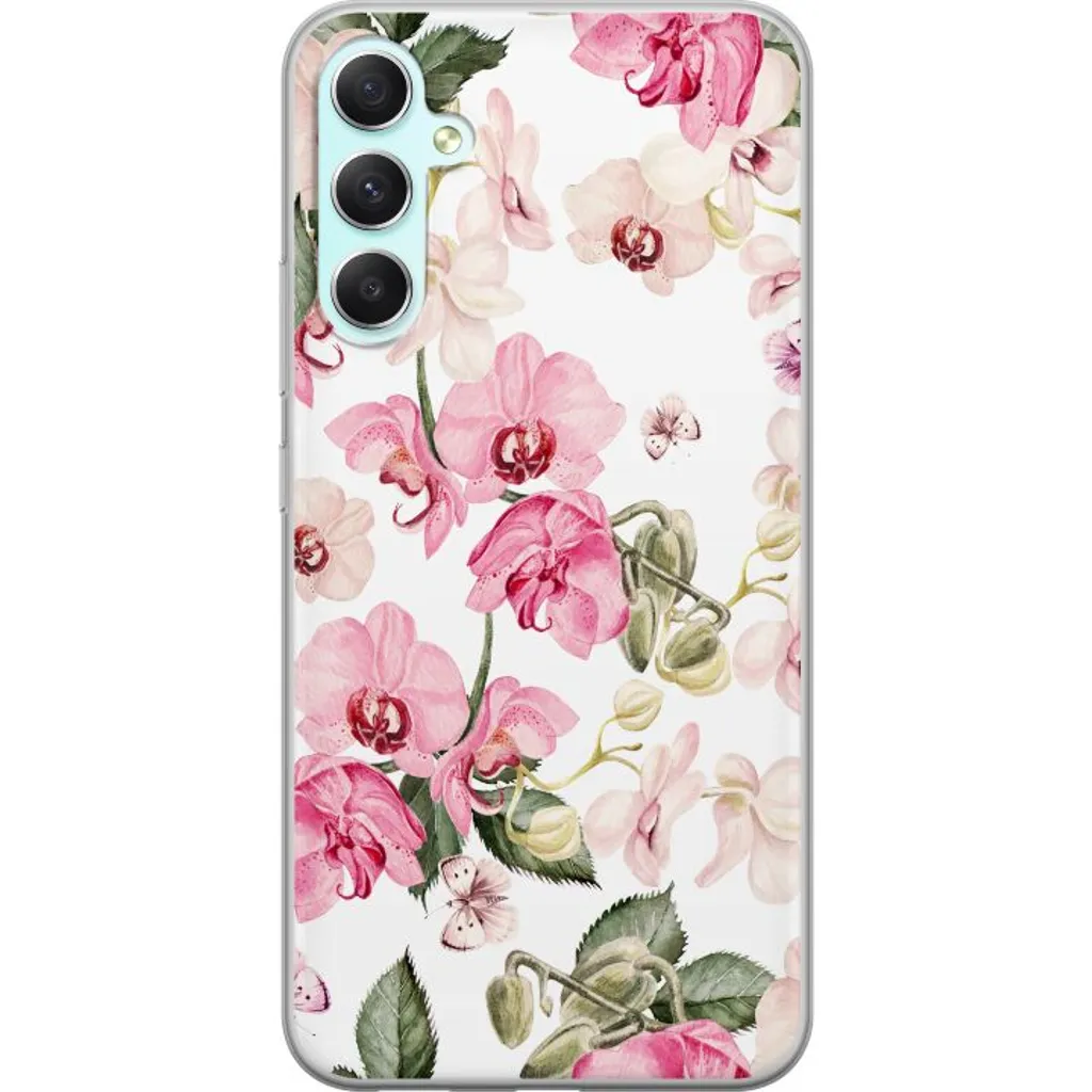 Samsung Galaxy A34 Gjennomsiktig Telefondeksel Rosa blommor v:4766708