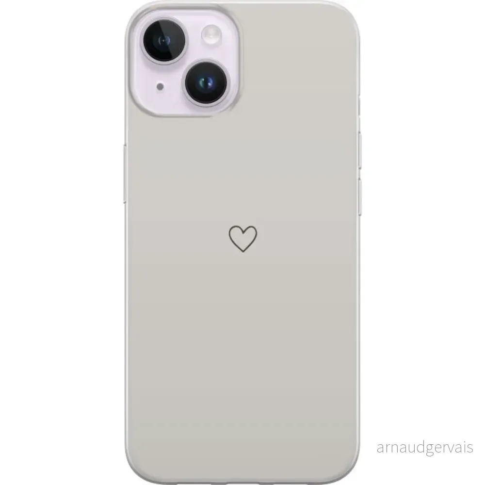 Apple iPhone 15 Plus Gjennomsiktig Telefondeksel Grått hjärta v:5519543