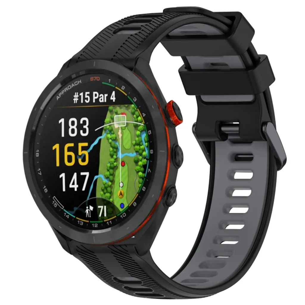 Garmin Approach S70 47mm Klokkereim i Silikon – Svart / Grå v:8842511 Garmin Approach S70 47mm Klokkereim i Silikon – Svart / Grå v:8842511