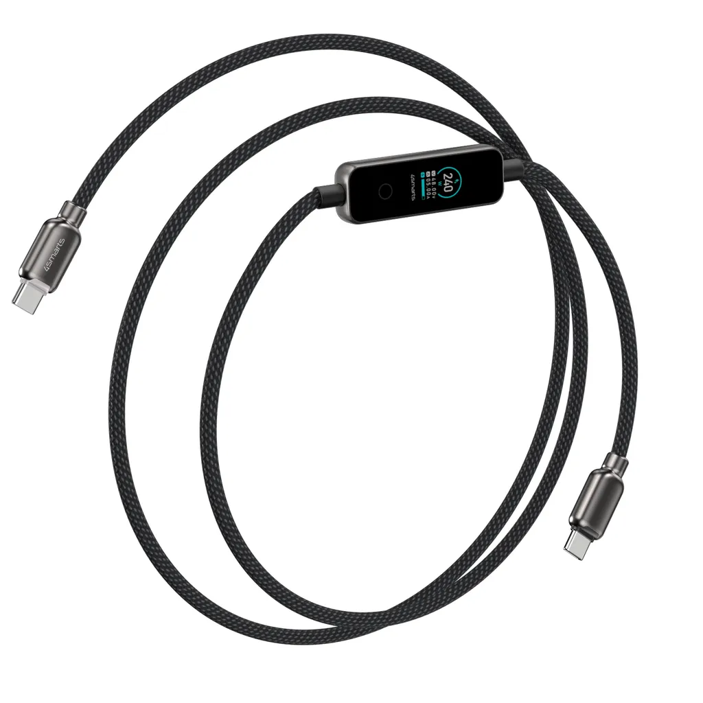 4Smarts ScreenCord USB-C ladekabel 240W, 1,2m – svart v:3195790