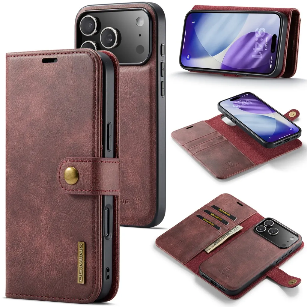 DG.MING iPhone 18 Pro Max/17 Pro Max Etui med Avtakbar Lommebok – Rød v:1821985 DG.MING iPhone 18 Pro Max/17 Pro Max Etui med Avtakbar Lommebok – Rød v:1821985