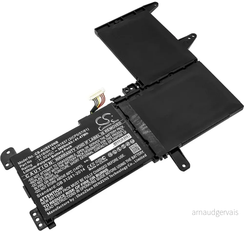 Batteri til Asus VivoBook S15 S510UA-BQ482T, 11,52V, 3600mAh v:6613109
