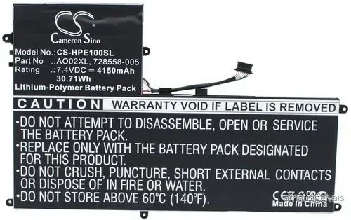 Batteri til 728250-421 for HP, 7.4V, 4150 mAh v:5368204