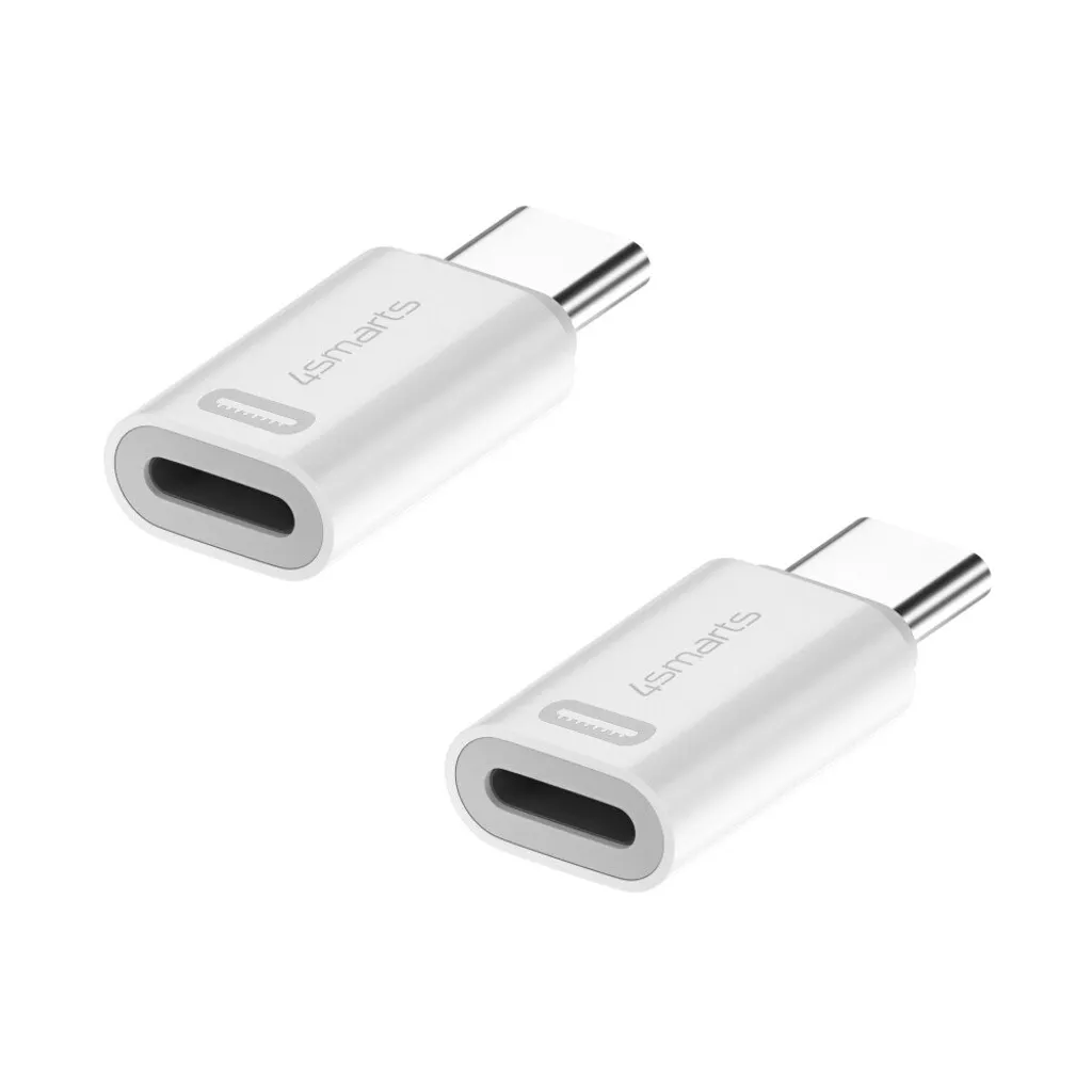 4Smarts Lightning til USB-C ladeadapter 27W PD, 2-pakning – Hvit v:1107050