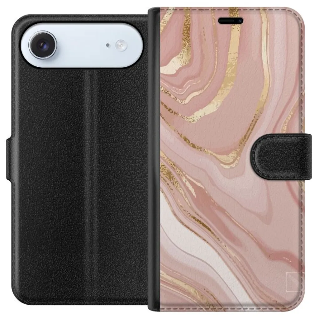 Apple iPhone 17 Air Sort Lommebokdeksel Ljusrosa marmor v:8543783