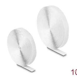 Delock selvklebende borrelåstape 10m x 20mm – hvit v:9653749