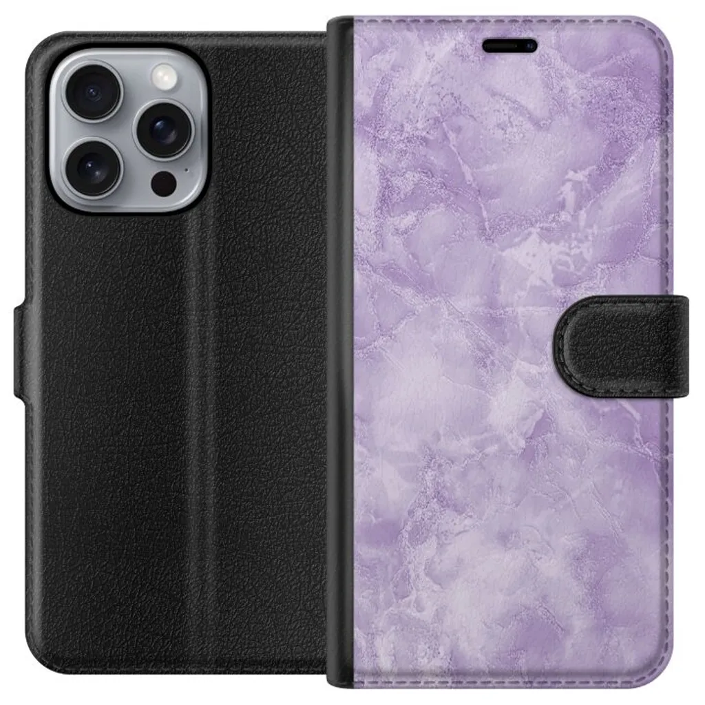 Apple iPhone 16 Pro Max Sort Lommebokdeksel Lila marmor v:6224120