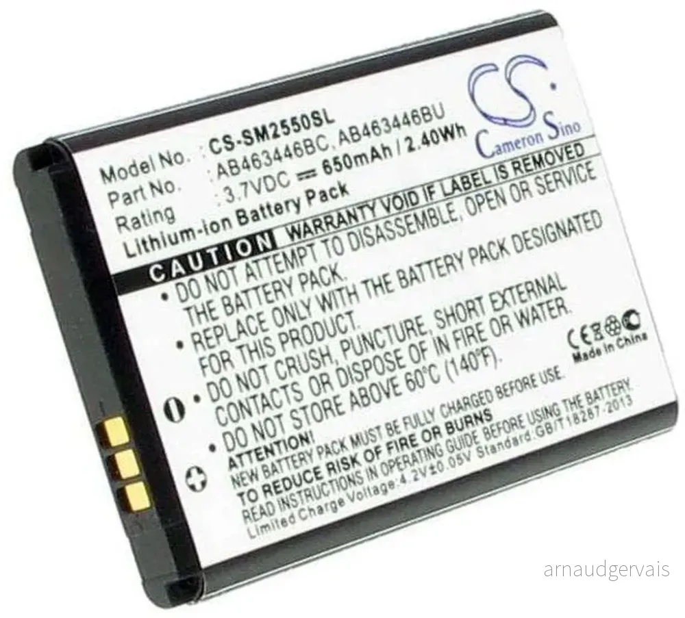 Batteri til Samsung GT-E2530, 3.7V (3.6V), 650 mAh v:6871075