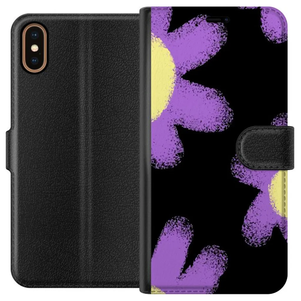 Apple iPhone X Sort Lommebokdeksel Blomsterskrud v:3225559