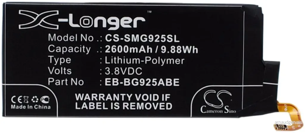 Batteri til Samsung SM-G925A, 3.8V, 2600 mAh v:6641335