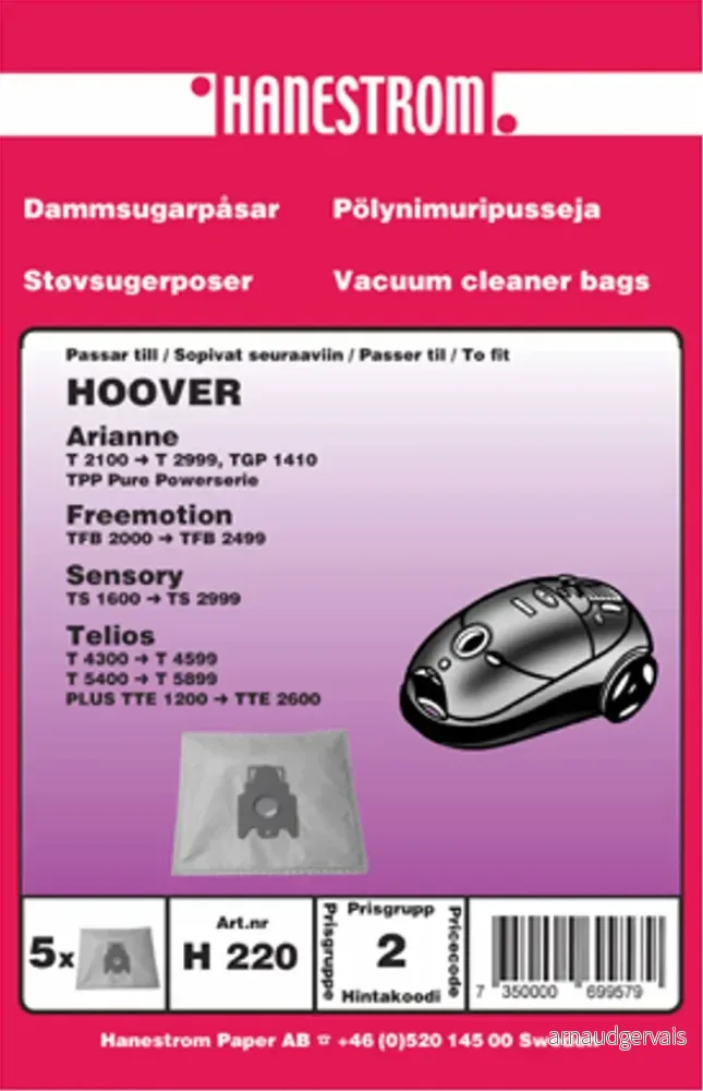 Støvsugerposer til Hoover Telios T5400-T5899 v:2652312