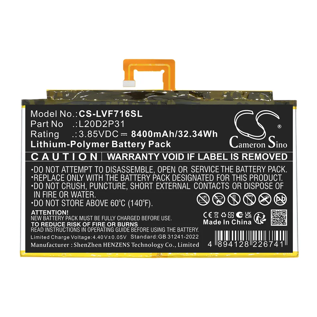 Batteri til L20L2P31 for Lenovo, 3.85V, 8400mAh v:1460340