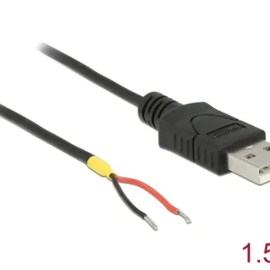 Delock USB-A 2.0-kabel hann til 2 x åpne strømledninger 1,5 m Raspberry Pi v:3119295