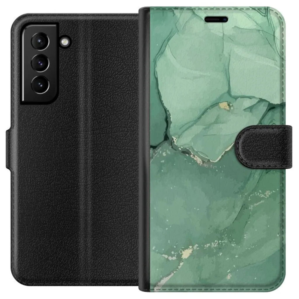 Samsung Galaxy S21+ 5G Sort Lommebokdeksel Grön Marmor v:1191727