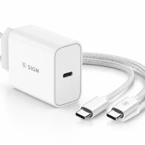 SiGN Kraftig Hurtiglader for iPhone 18 Pro, iPhone 18 Pro Max, iPhone Ultra 45W USB-C Strømadapter + Kabel 2m, 3A, 60W v:5287663