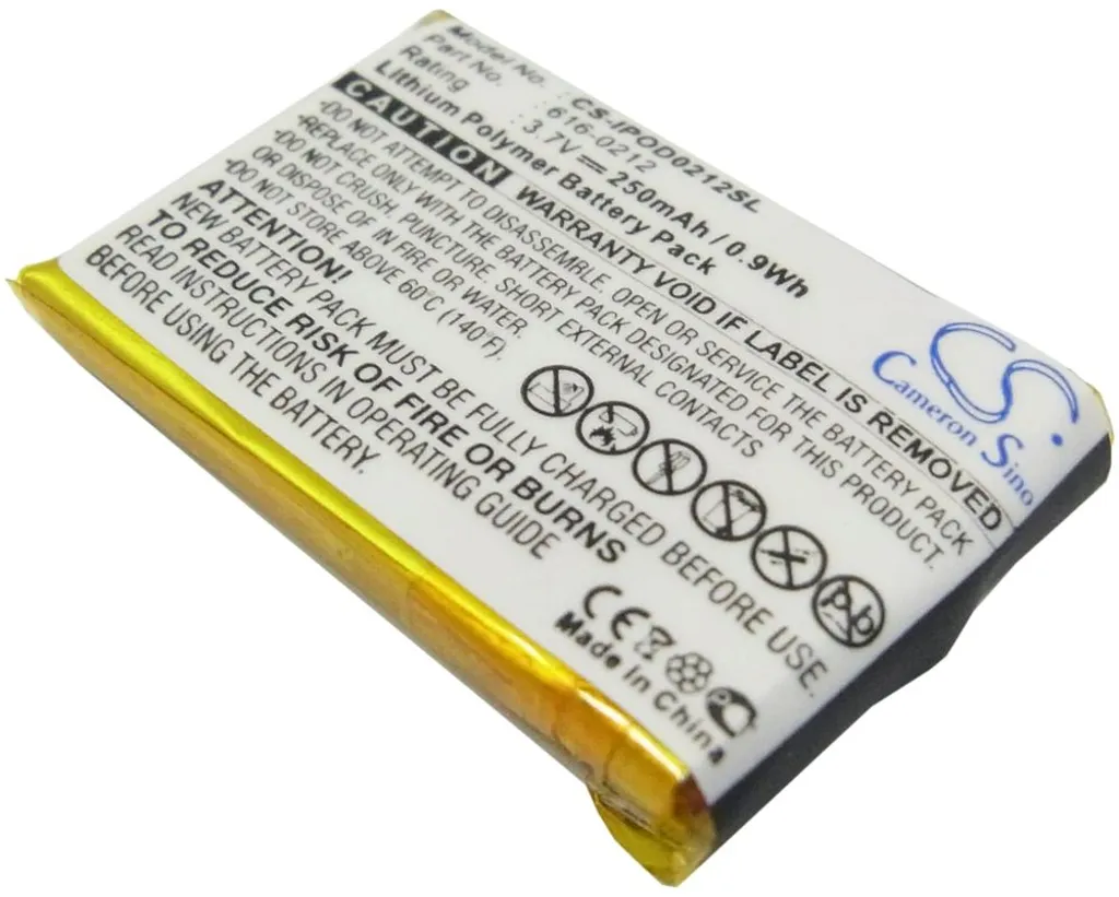 Batteri til Apple iPOD Shuffle MB816LL/A, 3.7V, 250 mAh v:6878050